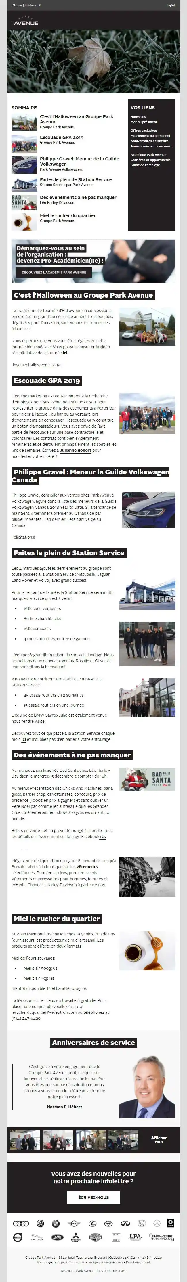 Infolettre aux employés, Groupe Park Avenue, Image #1 [mobile]