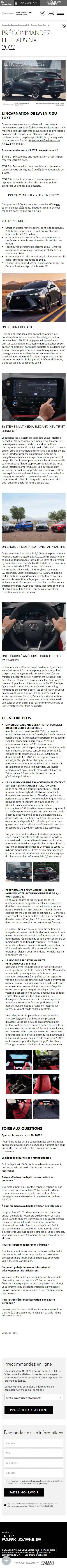 Page de précommande du Lexus NX, Park Avenue Lexus, Image #1 [mobile]
