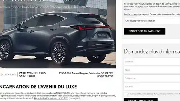 Lexus NX Pre-order Page